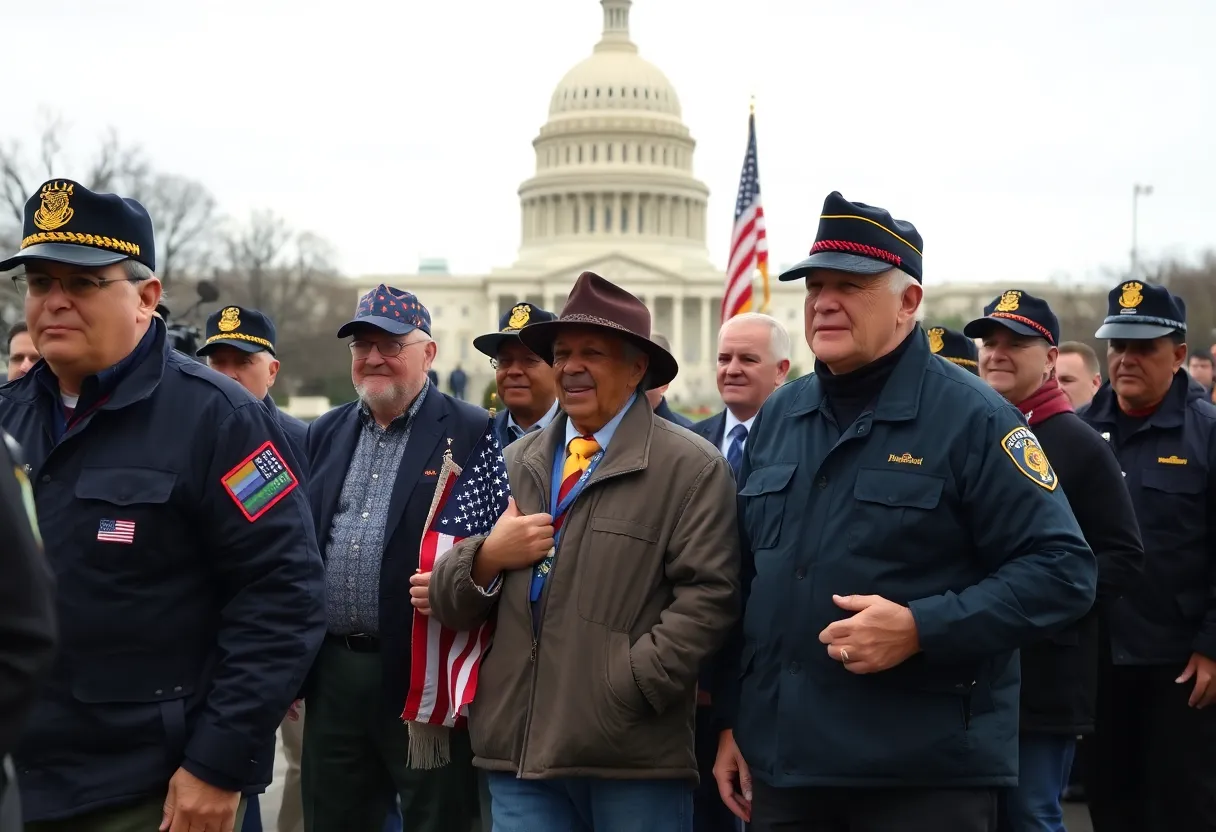 Ceremonial welcome for veterans at the U.S. Capitol.