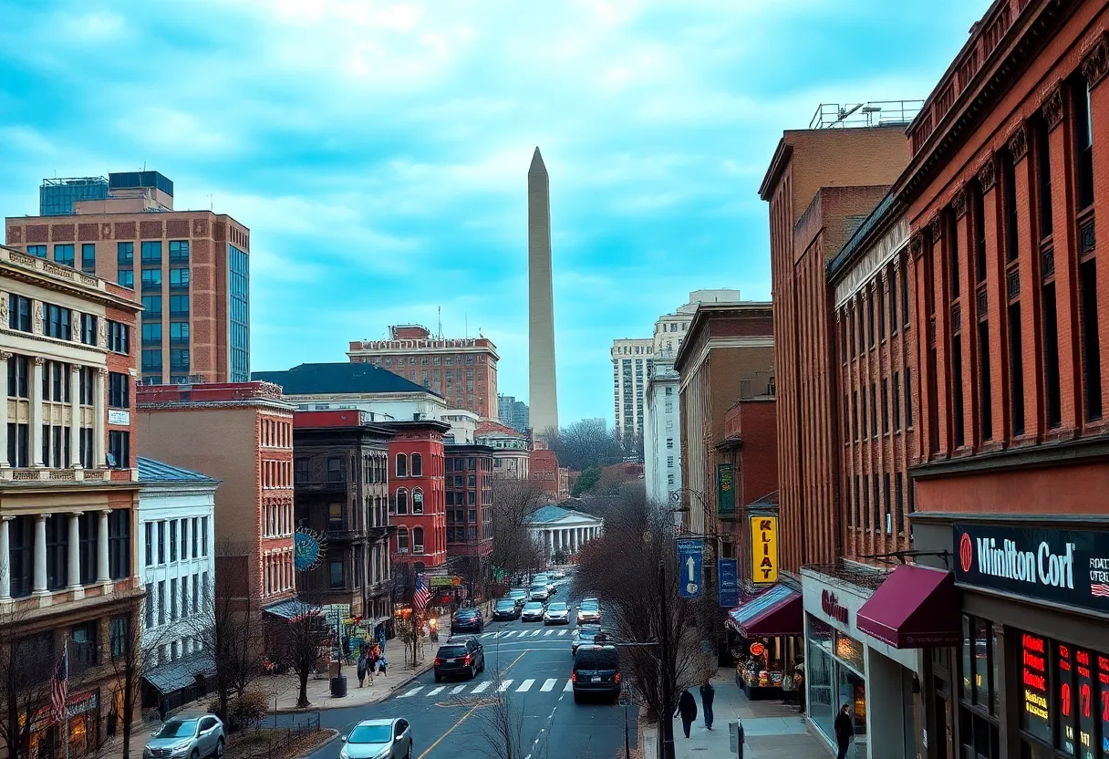 Cityscape of Washington D.C. depicting economic activities