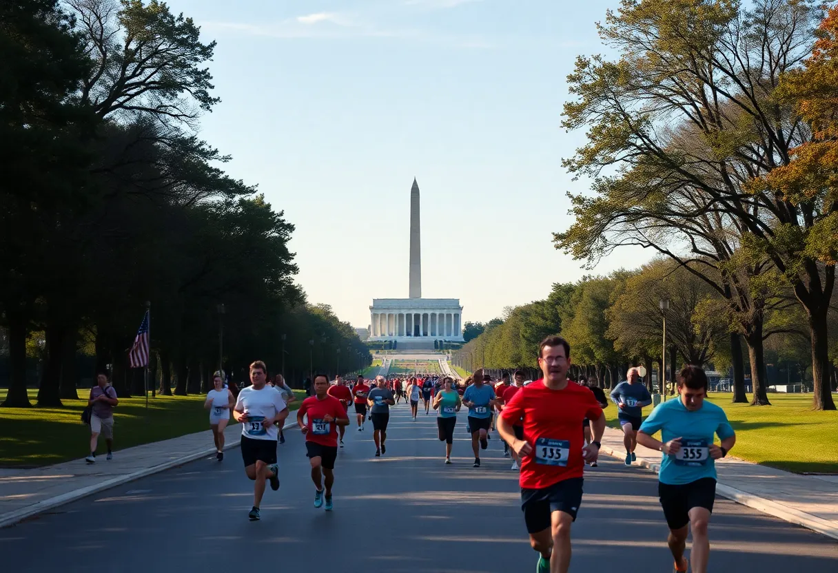 Runners enjoying the scenic National Mall in Washington D.C.