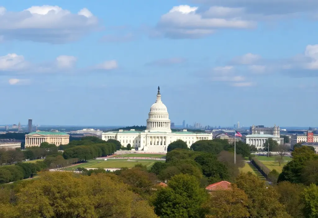 Washington D.C. skyline with monuments during a government shutdown