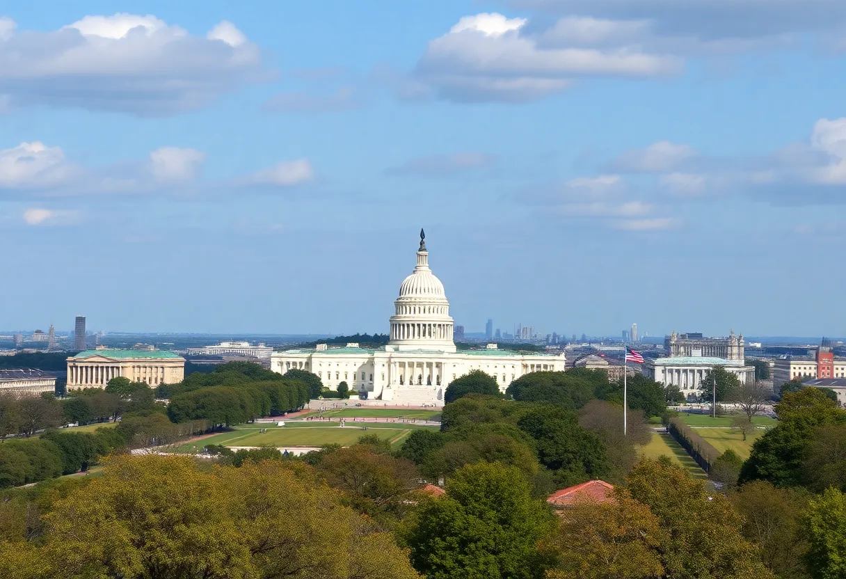Washington D.C. skyline with monuments during a government shutdown