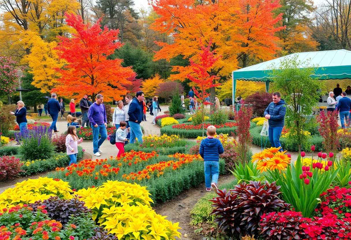 Families enjoying garden events in a colorful autumn setting in Washington D.C.