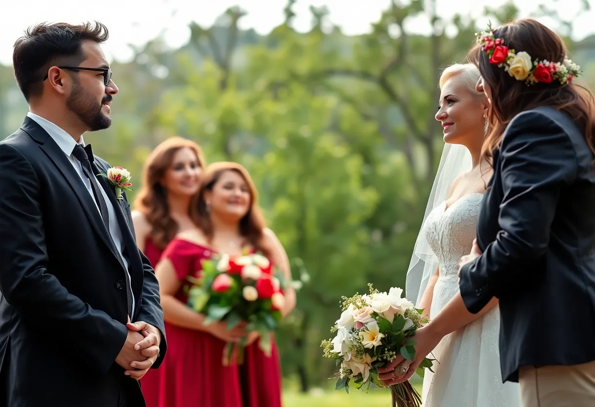 Couples having a wedding ceremony outdoors during government disruptions