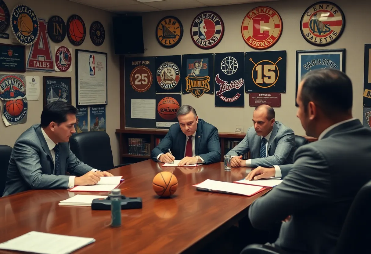 WNBA representatives in a serious discussion during contract negotiations