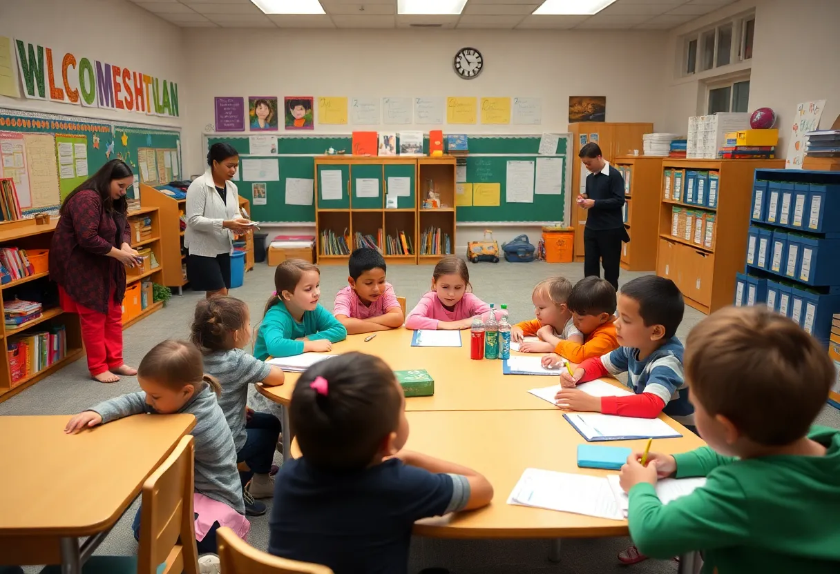 Children learning in a classroom in Washington DC.