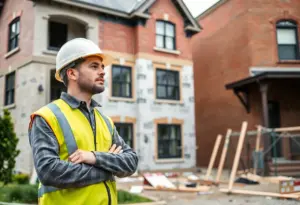 A reliable home builder in Washington DC examining a construction site.