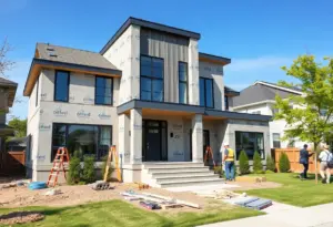 Builders working on a home in Washington DC