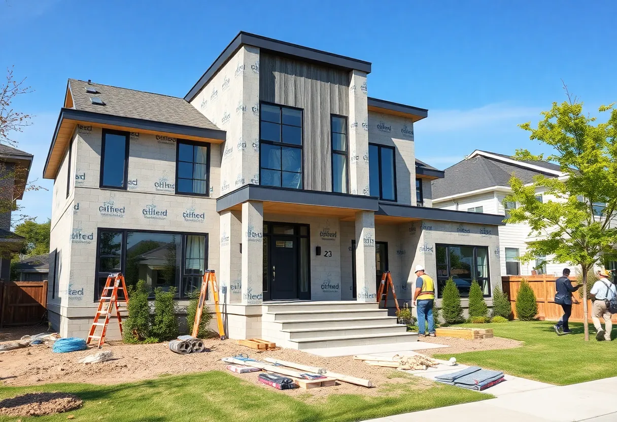 Builders working on a home in Washington DC