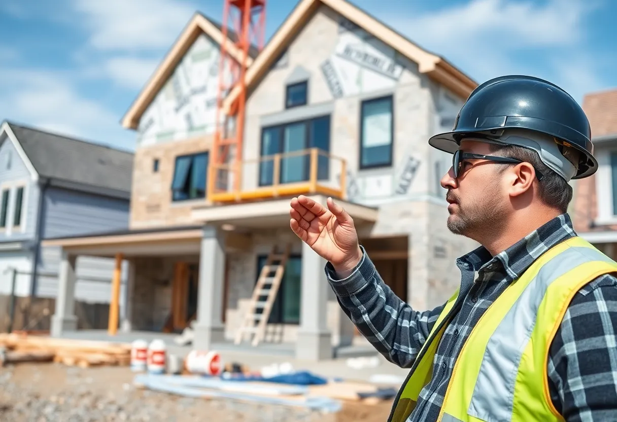 A Washington DC home builder at a construction site with diverse architectural styles.