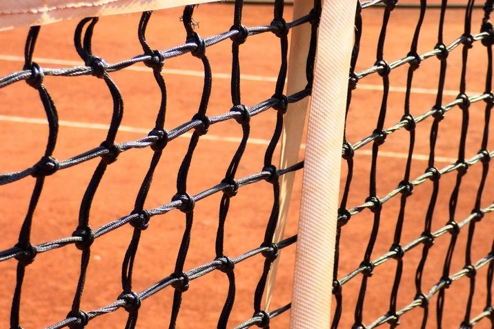 Tennis net on a court